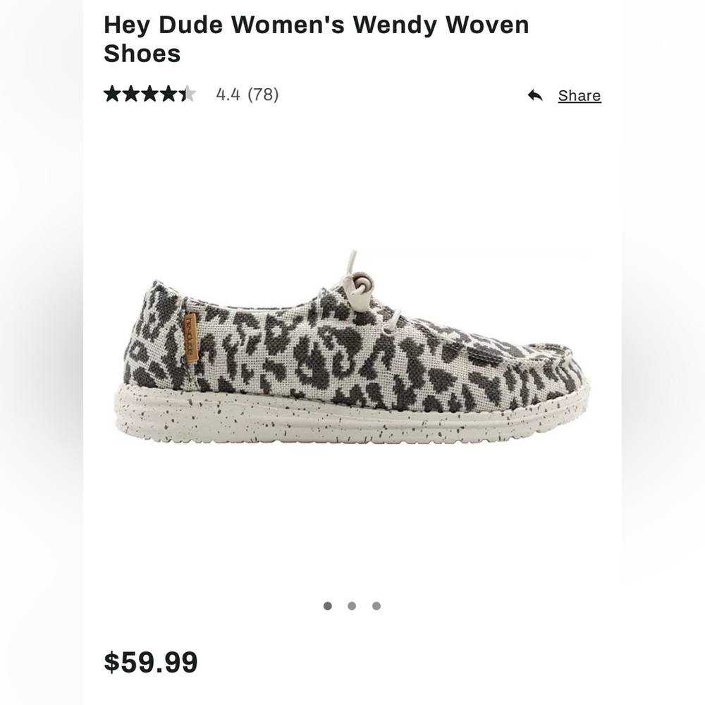 Hey Dude cheetah gray size 9